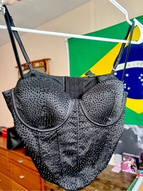 Windsor Black Embellished Longline Bustier
